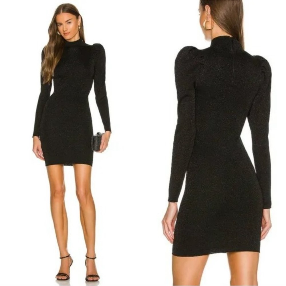 Alice + Olivia Issa Metallic Turtleneck Mini Dress Size XS
